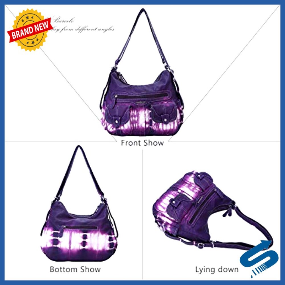 Multifunctional Soft Leather Hobo Backpack Crossb… - image 3